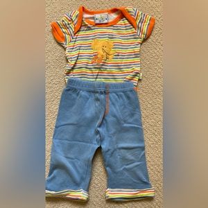 Three piece baby boy set 2 short sleeve striped onesies and pants 3-6 month